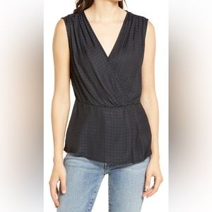 Chelsea28 Houndstooth Satin Drape Top
